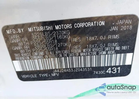 2018 Mitsubishi Outlander Phev Gt from USA, damaged, VIN JA4J24A53JZ043531